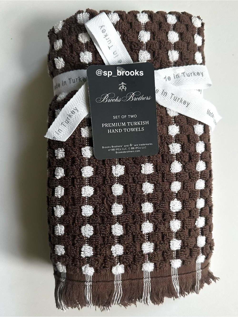 🎁6PC Brooks Brothers Premium Turkish Cotton Bath Towel Set - Brown and White - Picture 5 of 12